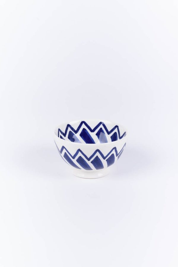 bol de 10 cm en terre cuite fait main motifs bleus cobalt