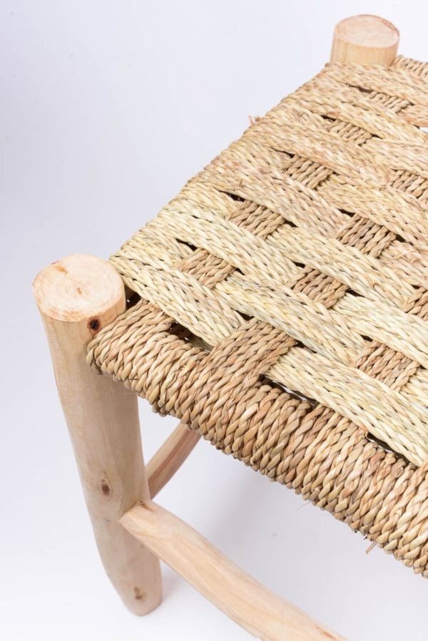 Détails banc 100 cm marocain tressage damier en fibres