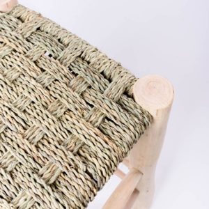 Détails tabouret marocain haut en fibre tressée et bois
