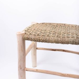 Détails banc marocain tressage dentelle en fibres naturelles