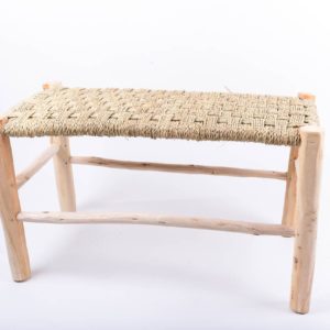 Banc 80 cm marocain tressage damier en fibres