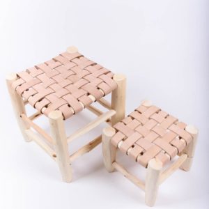 Ensemble de tabourets enfant tressage cuir