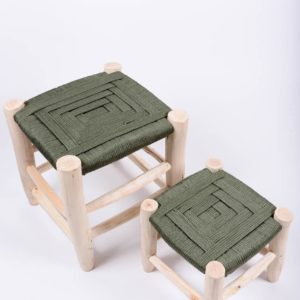 Ensemble de tabourets enfant tressage ficelle verte