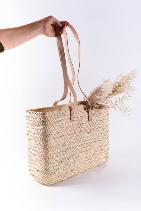 Panier tressé en fibre naturelle et cuir Marée suspendu