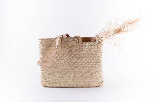 Panier tressé en fibre naturelle et cuir Marée taille L