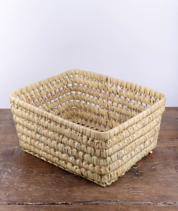 Panier tressé en fibres naturelles de palmier taille L