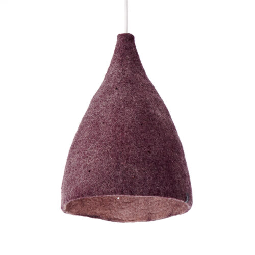 Abat-jour tipi aubergine en feutre de laine