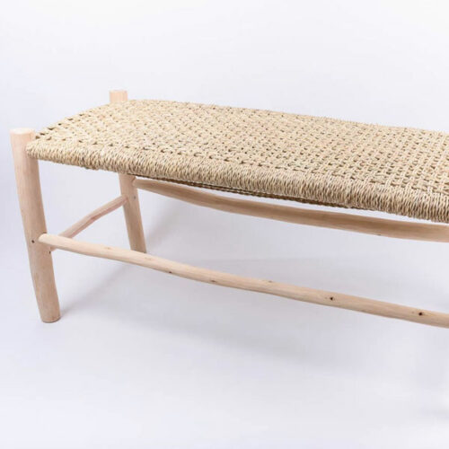 Banc 100 cm marocain tressage en fibres naturelles