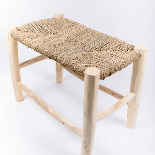 Banc 60 cm marocain tressage fibres naturelles