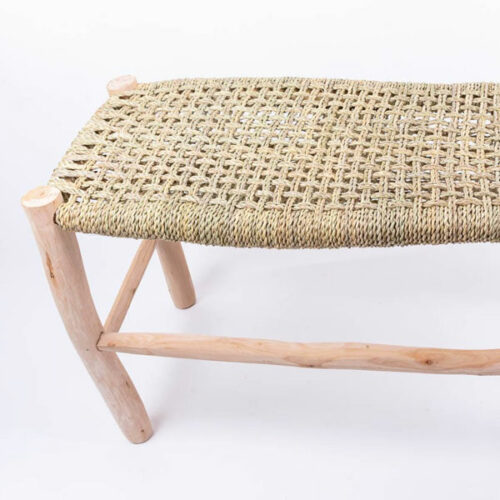 Détails banc 80 cm marocain tressage en fibres naturelles