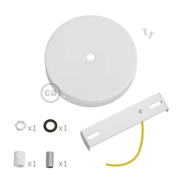 Descriptif kit rosace de plafond métallique 1 trou blanc