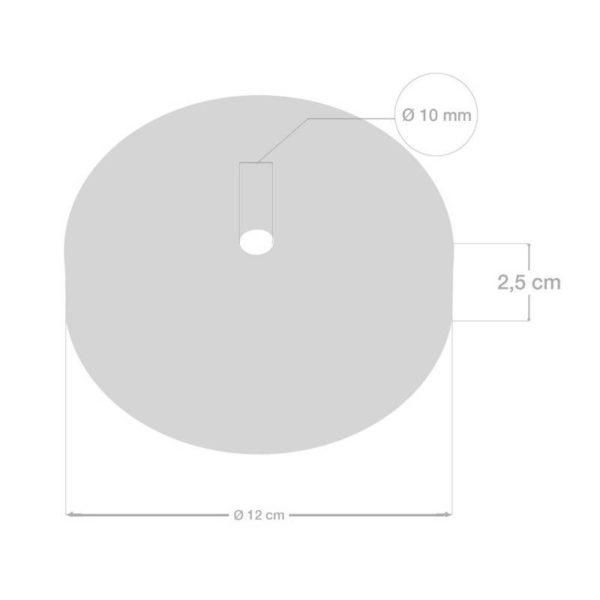 Mesures kit rosace de plafond métallique 1 trou blanc