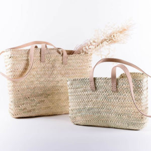 Panier tressé en fibre naturelle et cuir Marée