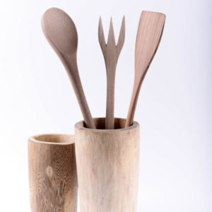 Set de 3 couverts en bois de noyer