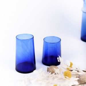 Lot de 2 verres recyclés bleus