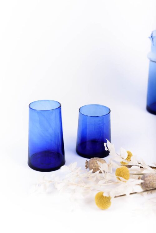 Lot de 2 verres recyclés bleus