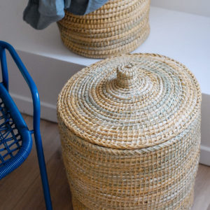 paniers à linge en fibre naturelle vu du dessus