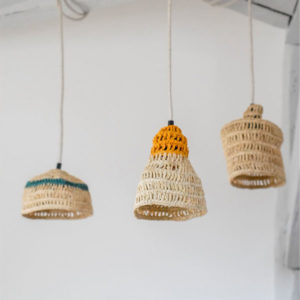 Lot de 3 luminaires en raphia maeva
