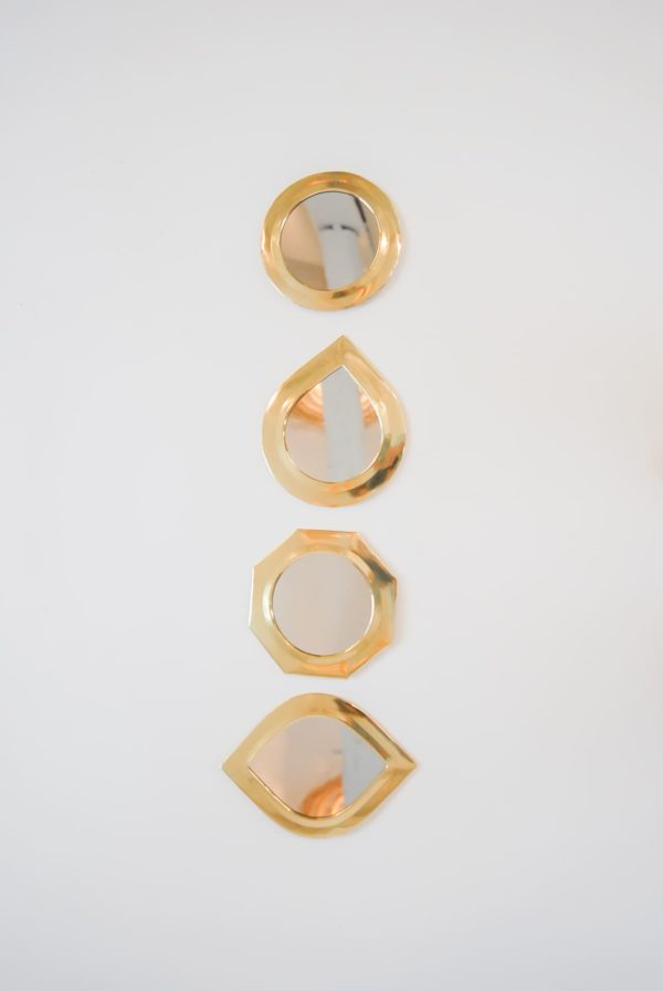 Petits miroirs en laiton rond, goutte, octogonal, œil