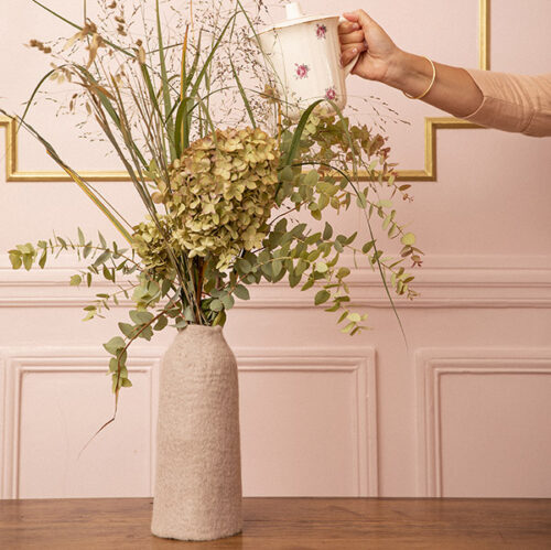 Cache-vase en feutre de laine gris