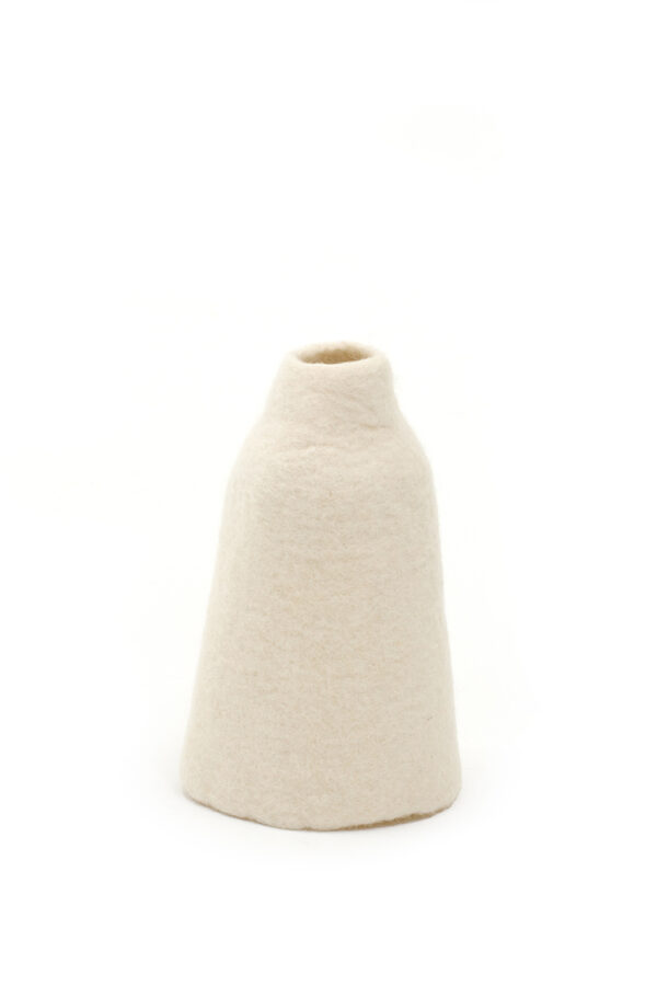 Cache vase en feutre de laine blanc taille S