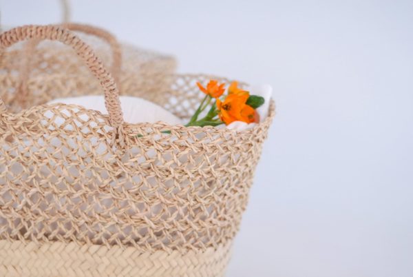 Panier de rangement en fibres naturelles détails