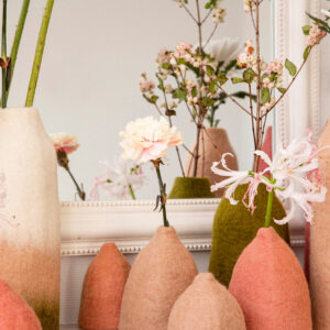 Lot de cache vase en feutre de laine rose