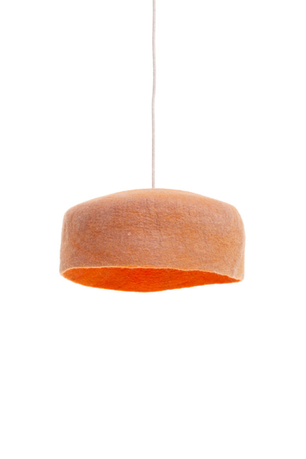 Abat-jour yourte rose et orange en feutre de laine