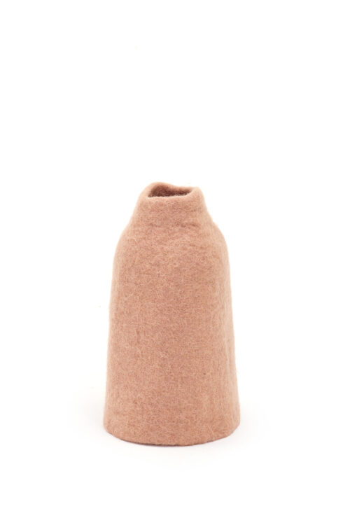 Cache vase en feutre de laine rose taille S