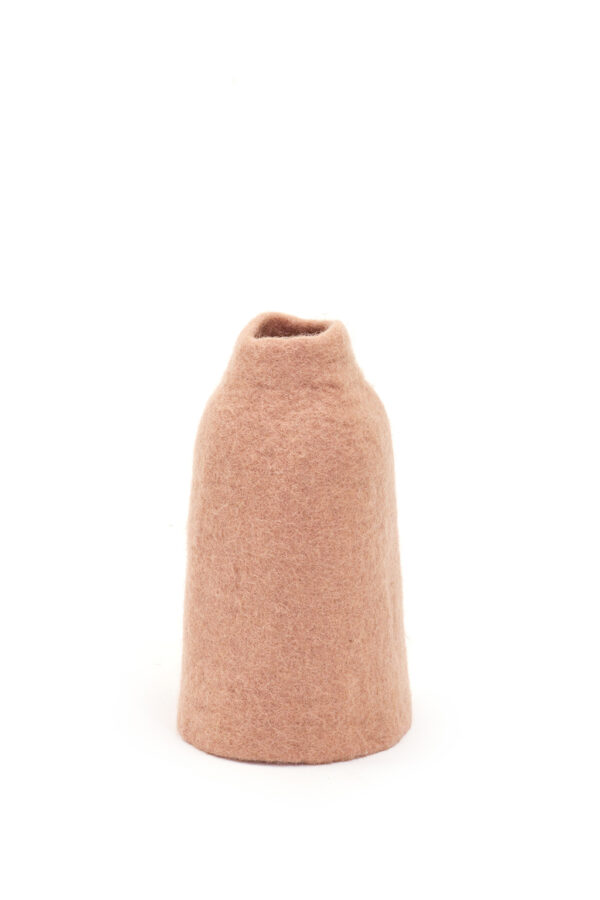 Cache vase en feutre de laine rose taille S