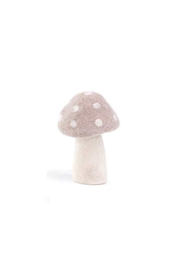 champignon dotty gris en feutre de laine fait main