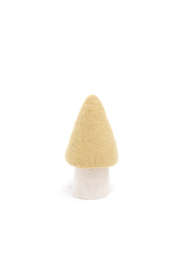 morille en feutre de laine beige fait main taille L