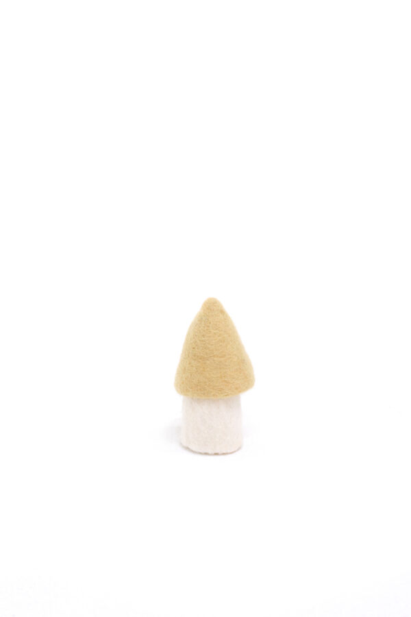 morille en feutre de laine beige fait main taille S
