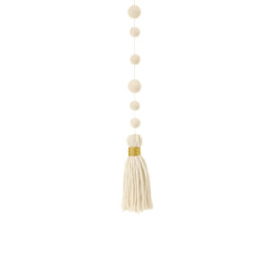 suspension perles et pompon blanc
