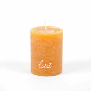 bougie de table artisanale velours orange taille M