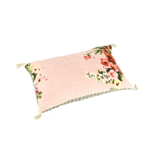 dessus coussin 20x30 cm en velours de coton fleuri modèle orchidée