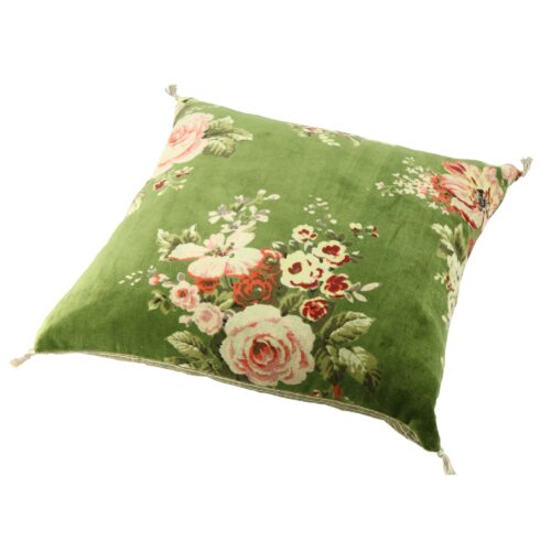 coussin 45x45 en velours de coton imprimé floral modèle avocat