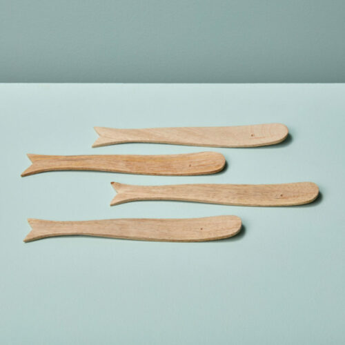 couteau à tartiner en bois de manguier forme baleine