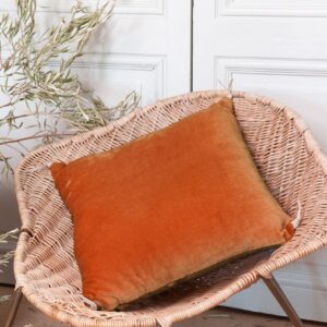 coussin en velours de coton 45x45cm ambre