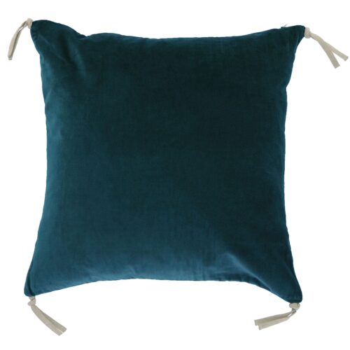 coussin en velours de coton 45x45cm bleu orage