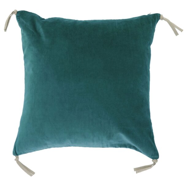 coussin en velours de coton 45x45cm bleu canard