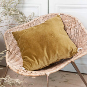coussin en velours de coton 45x45cm vert olive