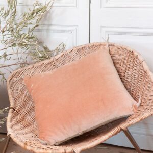 coussin en velours de coton 45x45cm rose