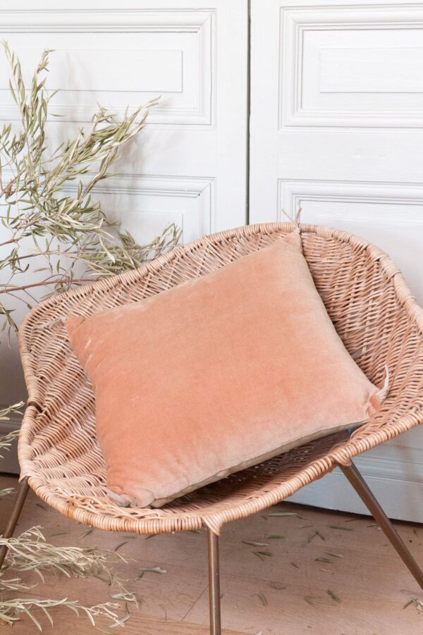 coussin en velours de coton 45x45cm rose