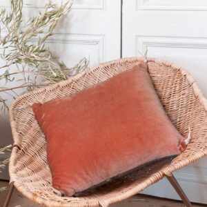 coussin en velours de coton 45x45cm terracotta