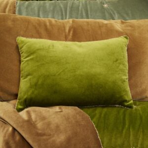 coussin en velours de coton 35x50cm vert avocat