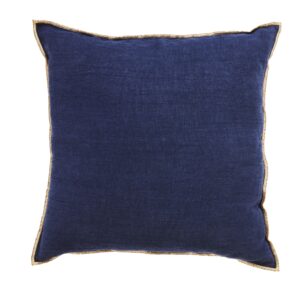 Coussin en lin lavé 45x45 cm bleu nuit fabrication française