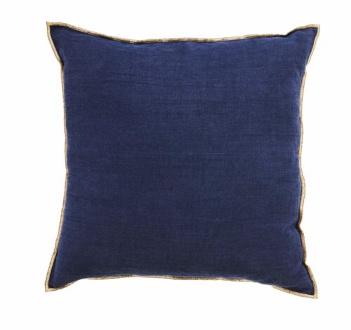 Coussin en lin lavé 45x45 cm bleu nuit fabrication française