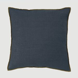 Coussin en lin lavé 45x45 cm bleu denim fabrication française
