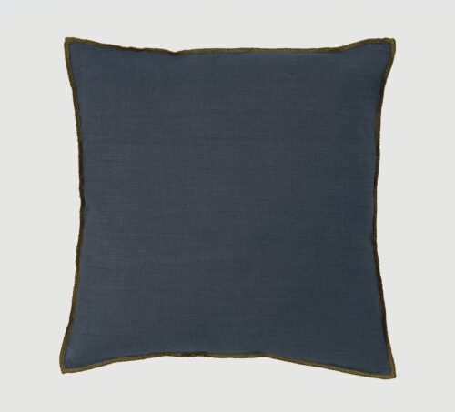 Coussin en lin lavé 45x45 cm bleu denim fabrication française